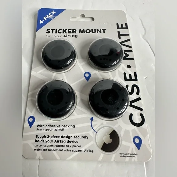 New Case-Mate 4 Pack Sticker Mount Case for AirTags- Black