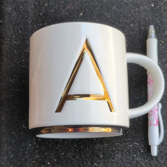 Williams Sonoma White Mug with Gold Letter A