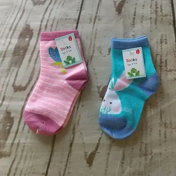 Spring Theme Kids Socks (2 pair) Size 5-6.5