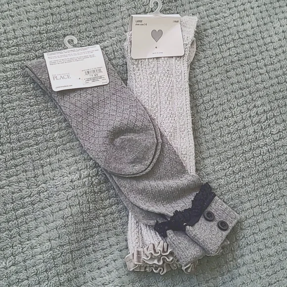 Children place girl's long socks shoe size 3-6 velvet 2 pairs