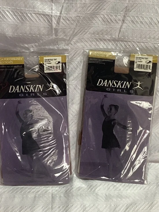 Danskin Girls High Performance Convertible tights Tan 4-7