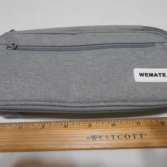 NEW WEMATE GRAY PENCIL CASE ORGANIZER OFFICE SCHOOL HOME ZIPPER POUCH BAG 🎁