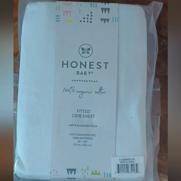 Honest Baby 100% Organic Cotton Fitted Crib Sheet-White NIB