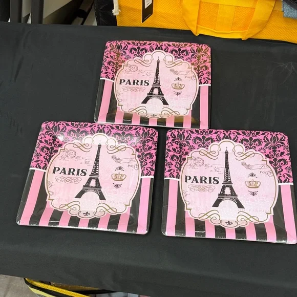 Amscan Paris Themed Pink Party Plates bundle Teller 10 1/4 inch 26cm 24 count