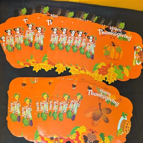 24 pack party trays Thanksgiving Themed Party Plates - Orange 12 of each design
