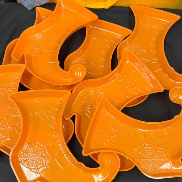 Orange Halloween Witch Hat Plates food containers party serving trays 8 piece