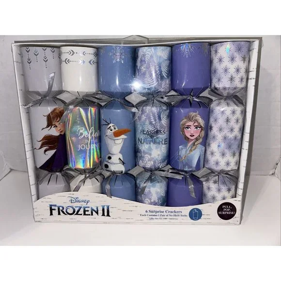 Disney Frozen 2 II 6 Surprise Crackers Womens Socks Sizes 4 To 10 Christmas Gift