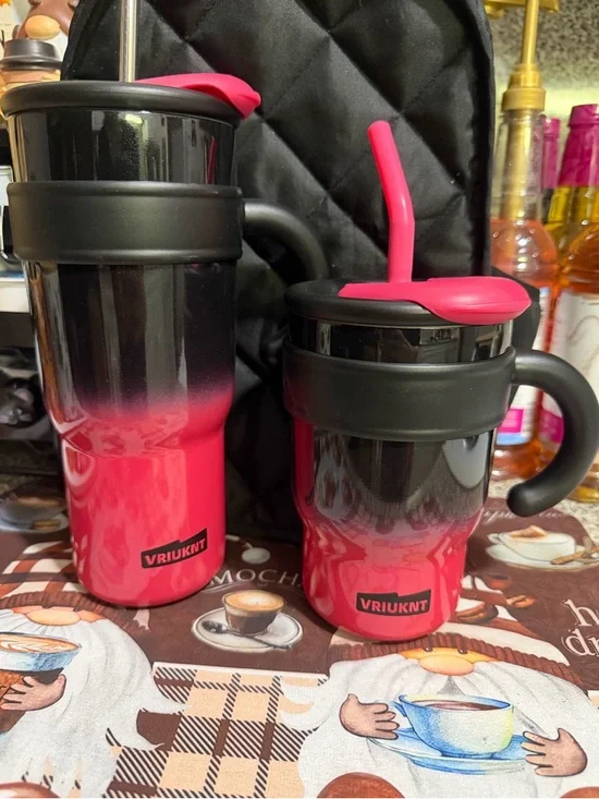 Pink & Black Ombre Tumblers with Straw - Set of 2 - NWOT 🖤🩷