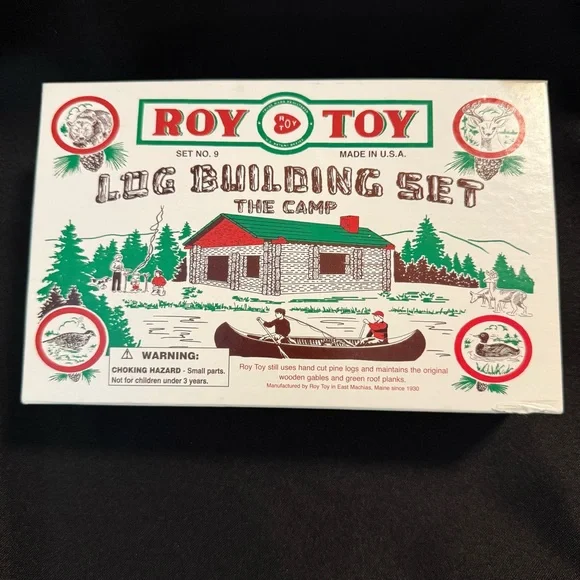 Vntg Roy Toy Log Building Set The Camp‎ Complete Set No. 9 Wooden USA Made