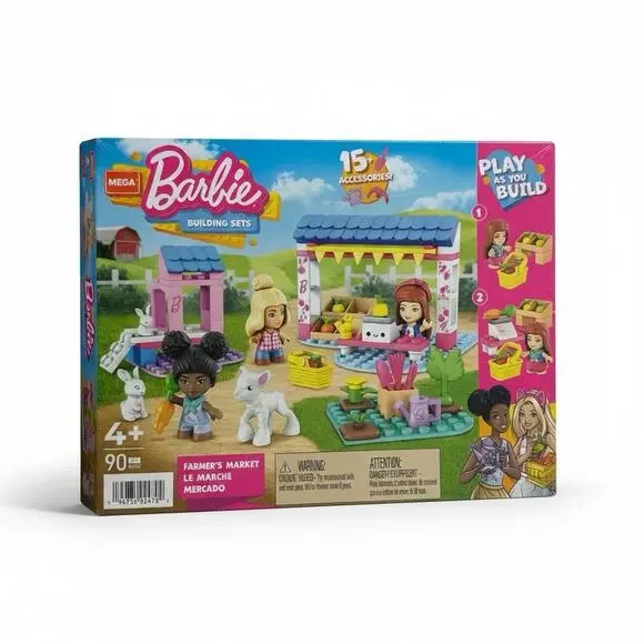 Mega Blocks Barbie Farmer's Market Building Set 90 Bricks Accessories 2021 NEW