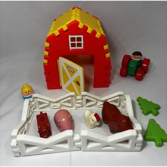 25 Little Tikes Wee Waffle Blocks Farm Barn Animals Tractor Fence Toddle Tots