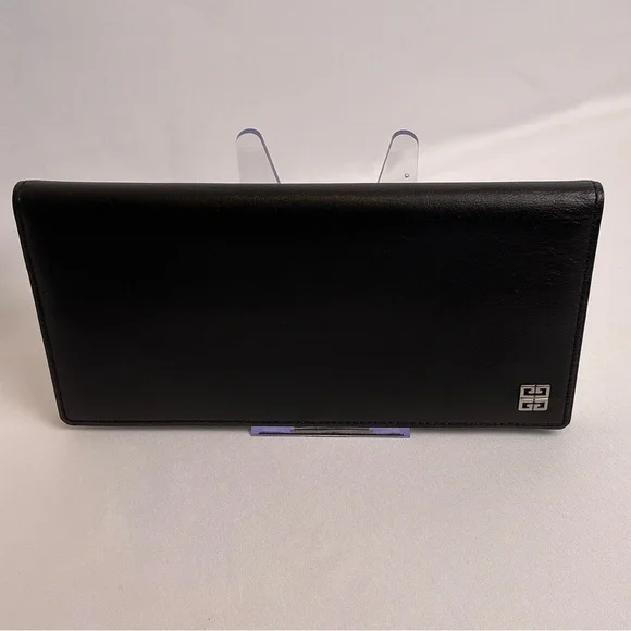 New Givenchy Black Lambskin Leather Long Wallet with Box, Tags & COA