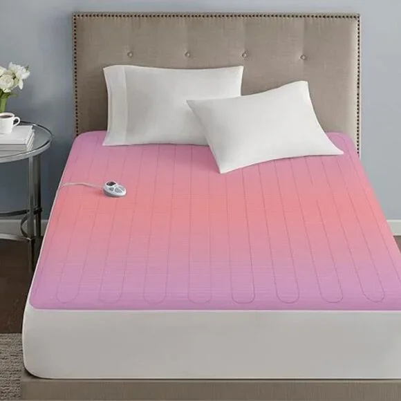 Serta Waterproof Heated Mattress Pad Electric Bed Warmer with 10 Heat Se…