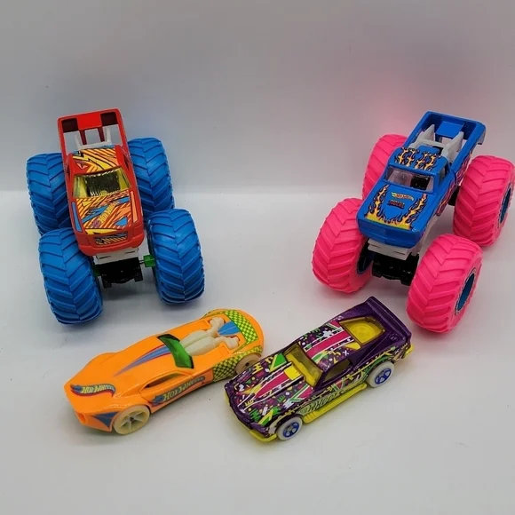 Hot Wheels Lot of Multicolor Trucks Glow in the Dark Cars Mattel