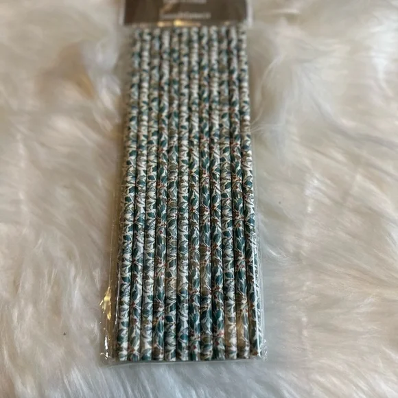 🩷5/$10 Pier one Christmas holly paper straws