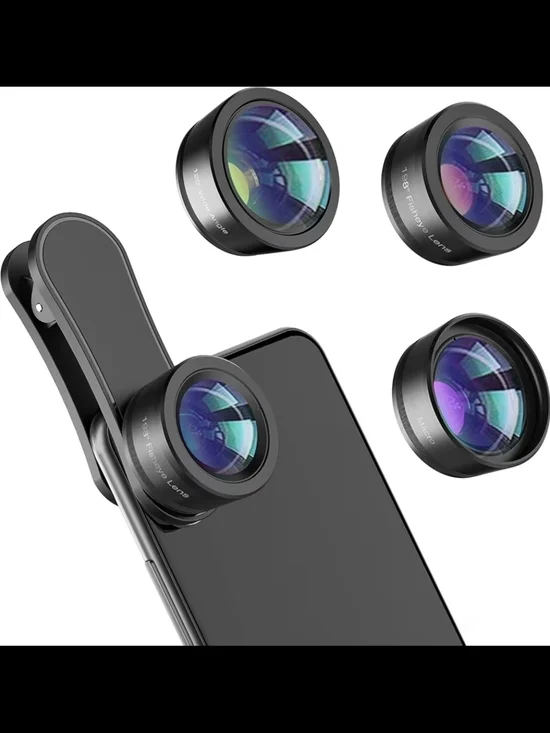 Phone Camera Lens,Upgraded 3 in 1 Phone Lens kit-198° Fisheye Lens + Macro Lens