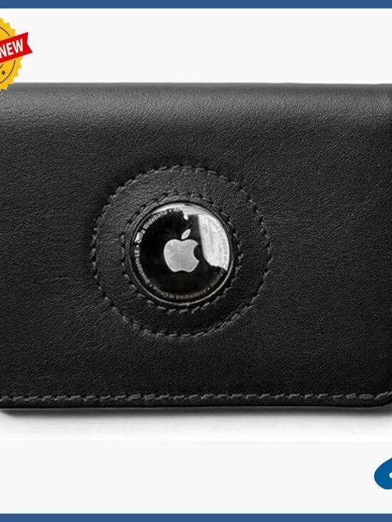 Slim Leather Wallet with Apple AirTag Slot, Bifold Design, Holds Cards & Cash