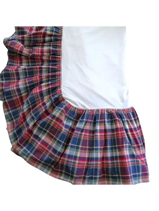 Vintage Ralph Lauren Bedskirt Garrison Plaid WESTERN KING Dust Ruffle 15