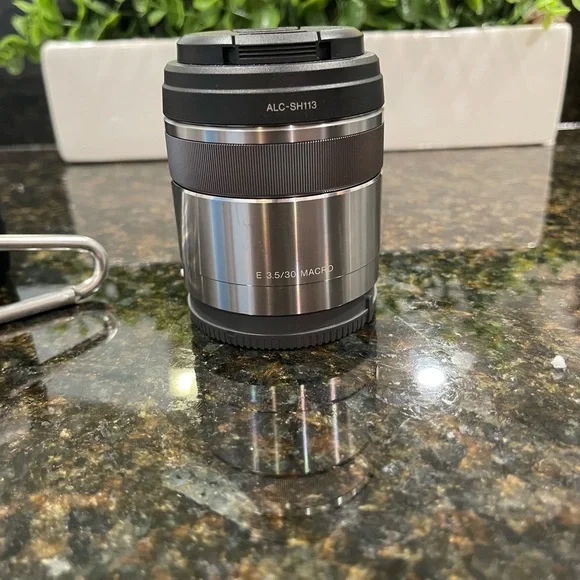 Sony 30mm f/3.5 Macro Lens — Silver and Black