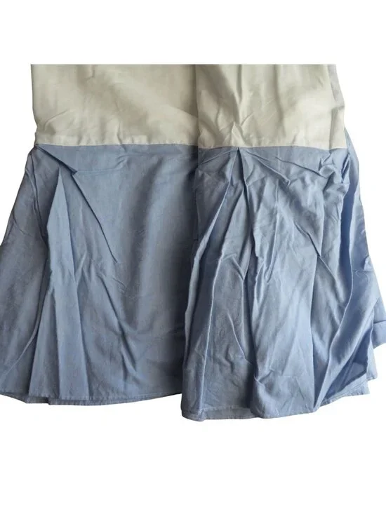 Vintage Pottery Barn Kids Bed Skirt Blue Pleated Twin Size Cotton 39x75 15