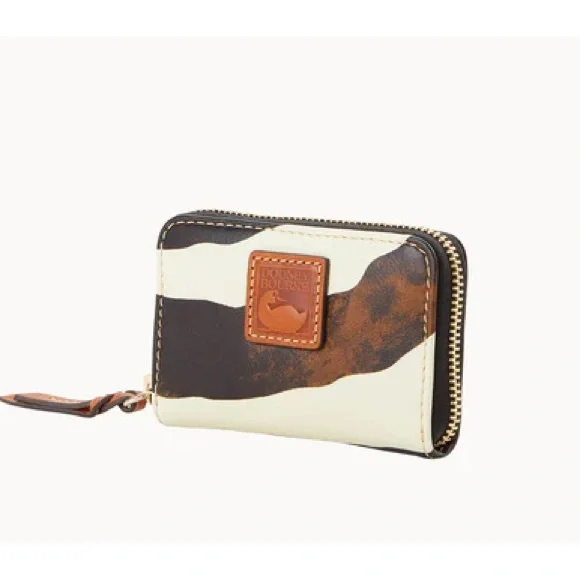 Dooney & Bourke Zebra Leather Large Zip Around Credit Card Case
