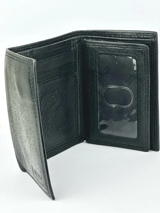 Fossil Black Pebbled Leather Trifold Wallet