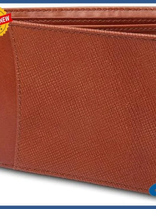 Leather Bi-Fold Wallet with RFID Blocking, 5 Card Slots, ID Window