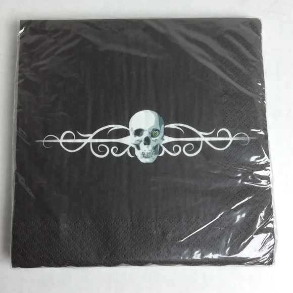 Skull Halloween 2-8 Count Dinner Plates & 4-20 Count Luncheon Napkins New