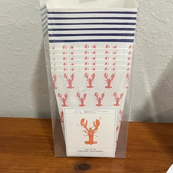 Sara Fitz Lobster Popcorn / Lobster Bake/Hostess Gift 12 Containers NWT/NIB