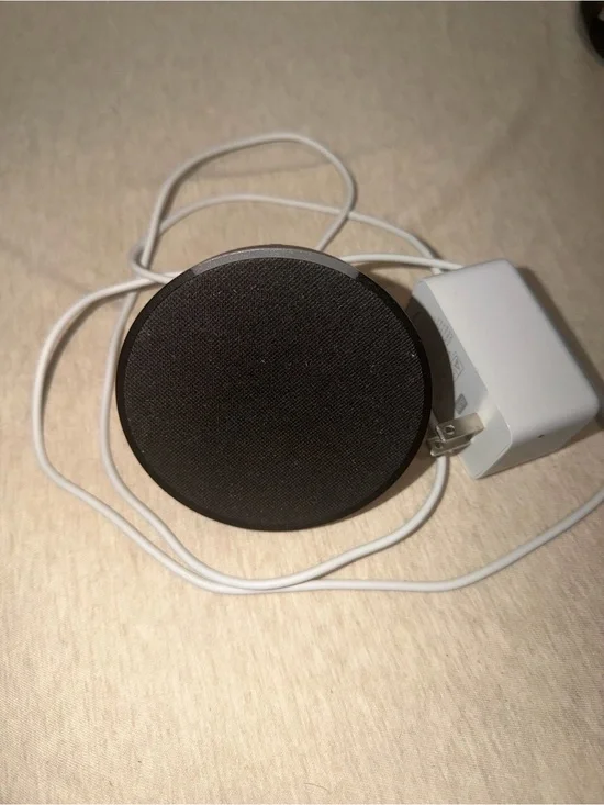 Amazon Black Wireless Charging Pad with White Power Adapter