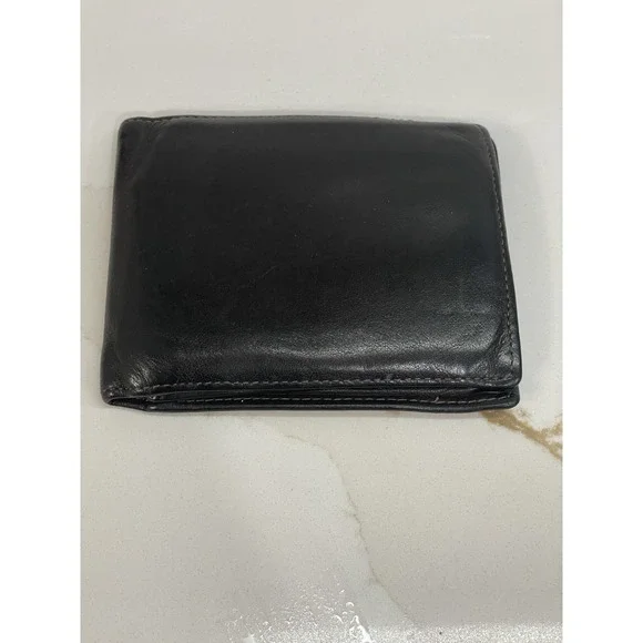 Vintage Gary's Brown Leather Wallet Bifold Card Slots ID Window Bills Pocket
