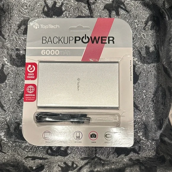 TopTech Silver Backup Power Bank 6000mAh