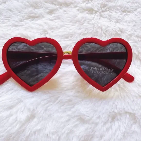 Pixie Red Girl Heart-shape Sunglasses
