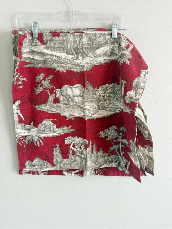 WILLIAMS SONOMA Set Of 4 Red TOILE French Prairie Cottage Cotton Napkins ITALY