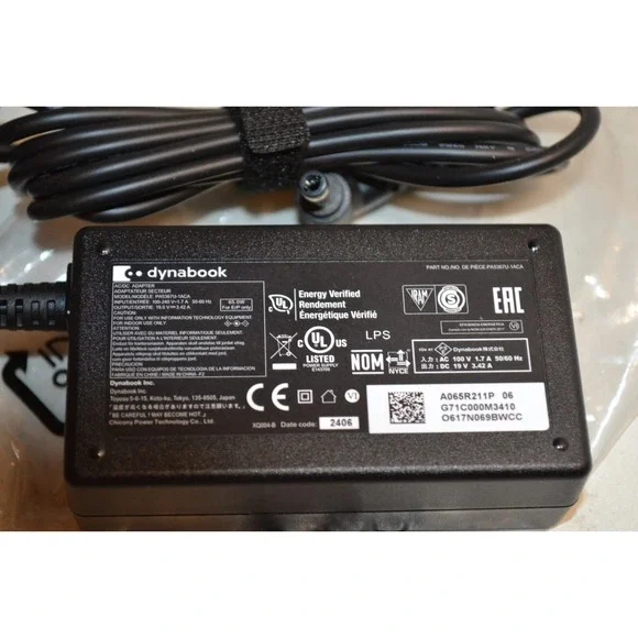 Dynabook Toshiba 65W AC Adapter Laptop Charger 19V 3.42A PA5367U-1ACA