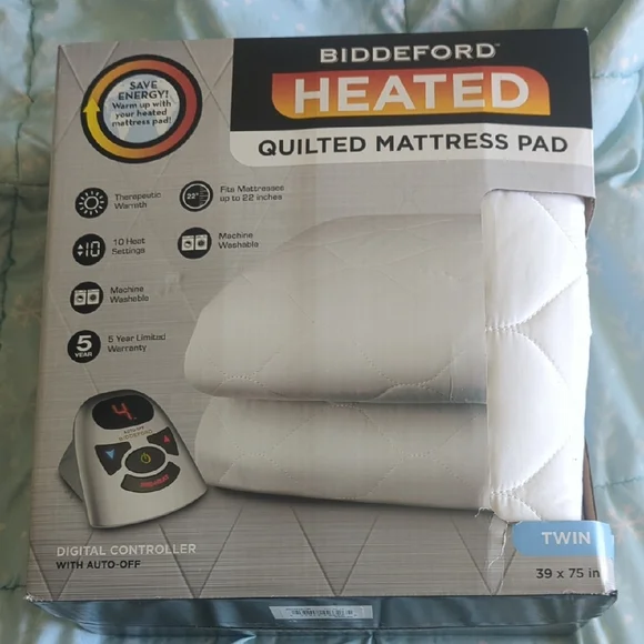 Heated Quilted Mattress Pad - White (Twin)