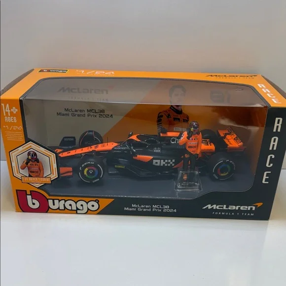 McLaren MCL36 Miami Grand Prix 2024 Toy Car - Orange and Black