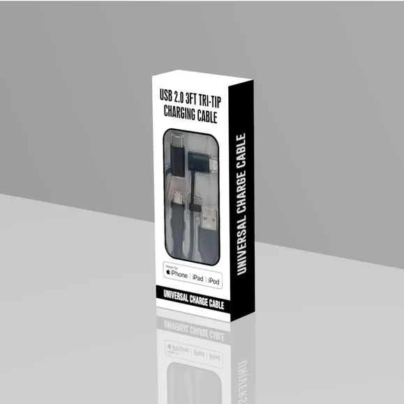 3 feet 3 in 1, USB Type-a to C, Lightning, Micro Charging Cable for iPhone iPad