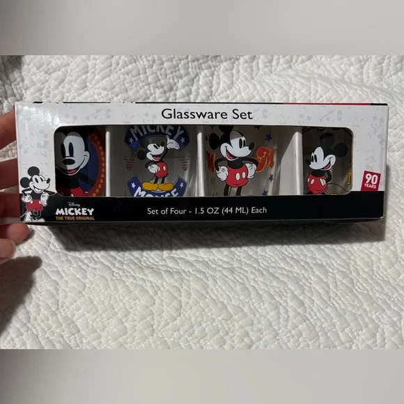 Disney Mickey Mouse Shot Glass Set - Red, Black, White, Blue