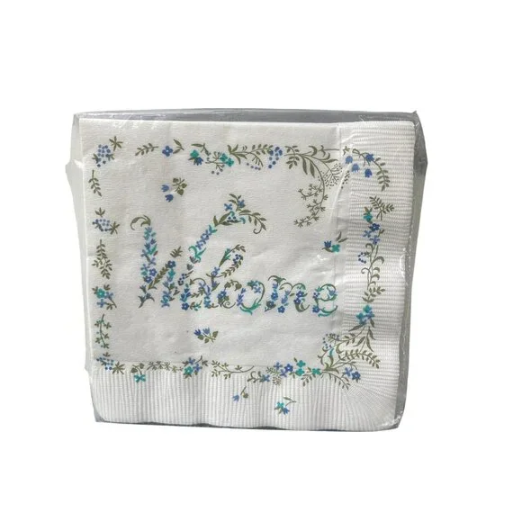 Vintage 15 Rust Craft Brownie Beverage Napkins Welcome Floral Estate 10