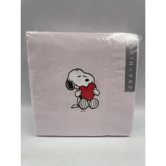 Peanuts Snoopy Valentines Day Pink Heart Love Party Napkins 40ct NEW Sealed