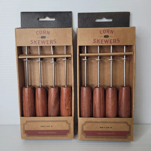 Williams Sonoma Rosewood Corn Skewers 8 Pack Grill Tools BBQ New Old Stock