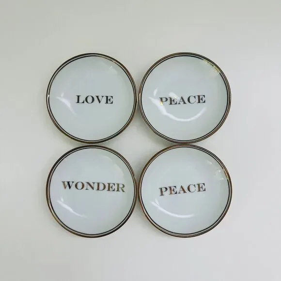 WILLIAMS SONOMA Gold Rim OK Dip Bowls, Tasting Plates, Ring Dish Holder Set of 4