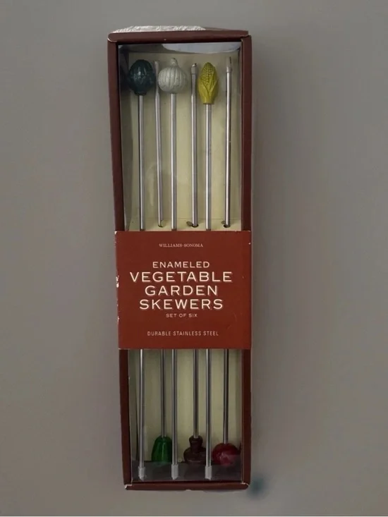Vintage Williams Sonoma Enameled Vegetable Garden Skewers - Assorted Colors