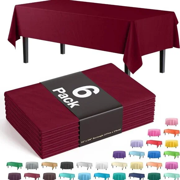 Heavy Duty Burgundy Plastic Tablecloth 54in x 108in - Ideal for All Occasions