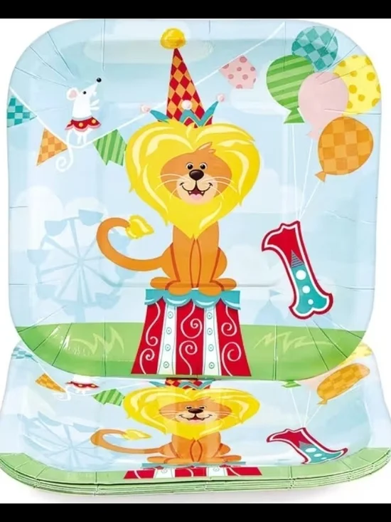 1st Birthday Circus Paper Dessert Plates - 8 Ct.