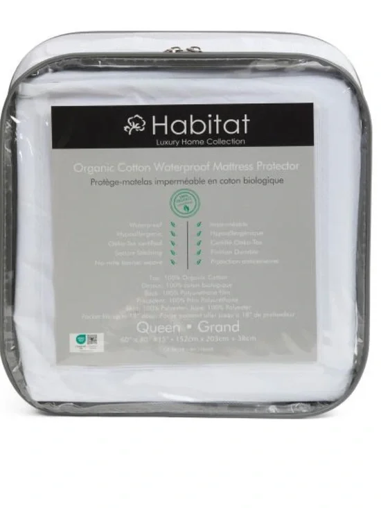 Habitat Waterproof Organic Cotton Mattress Protector - White
