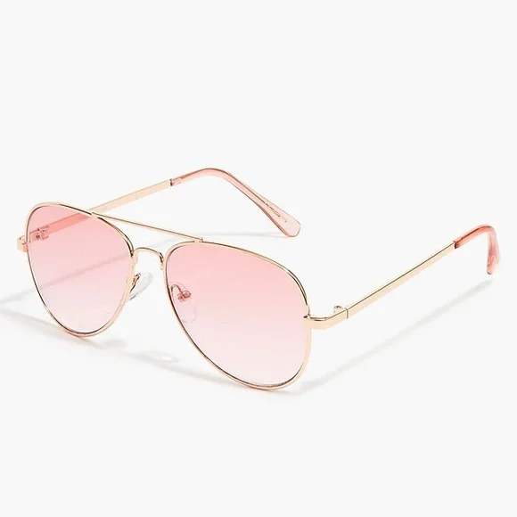 J. CREW Kids Sunglasses Unisex Aviator Rosegold Frame Pink Gradient Lens NWT