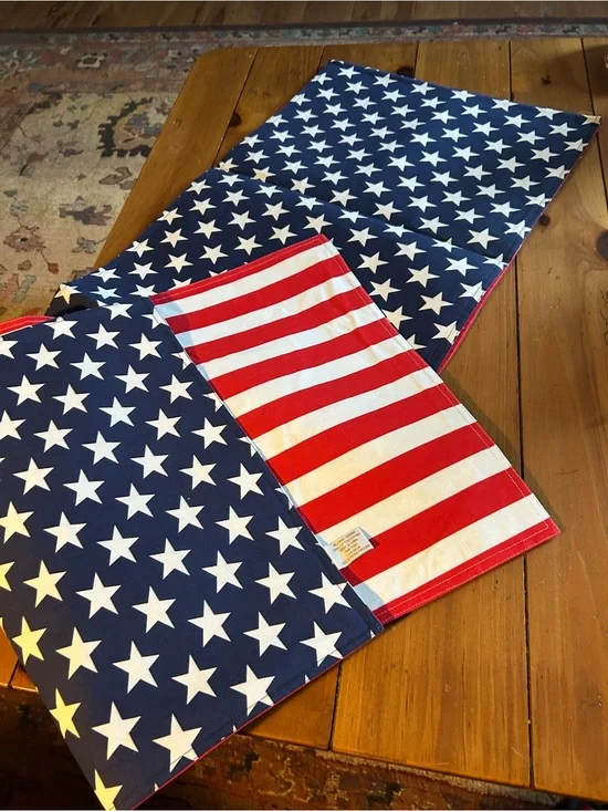 Williams Sonoma Patriotic Stars & Stripes Table Runner - Red, White, Blue