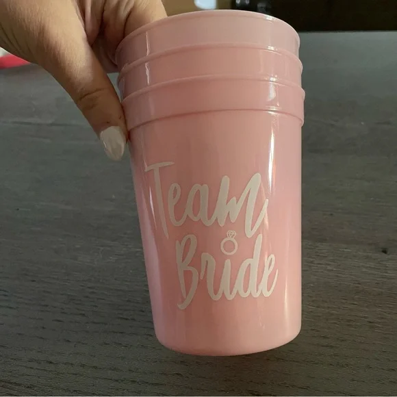 NWOT Set of 3 Pink 'Team Bride' Cups